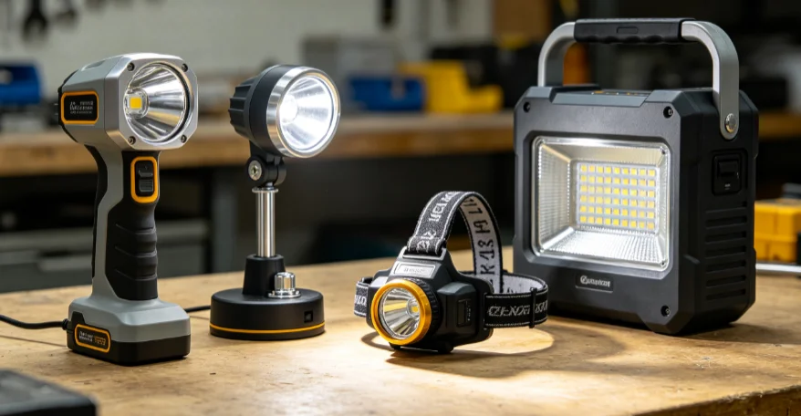 Assorted rechargeable magnetic LED work lights collection