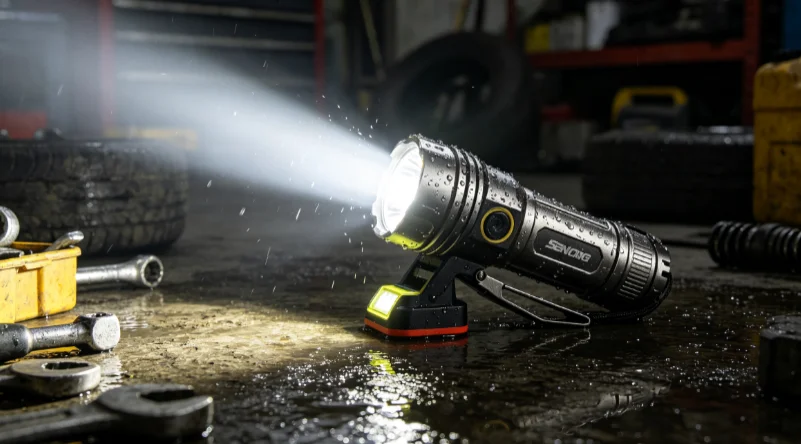 Waterproof durable LED flashlight for garage repair